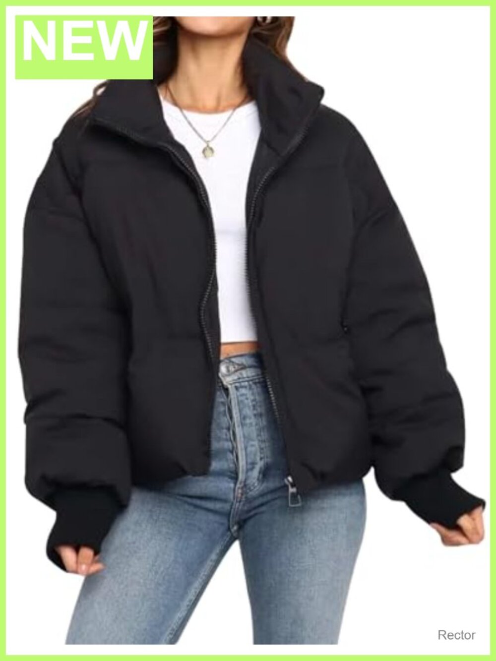 Women's Winter Cropped Puffer Jacket Quilted Short Warm Coat